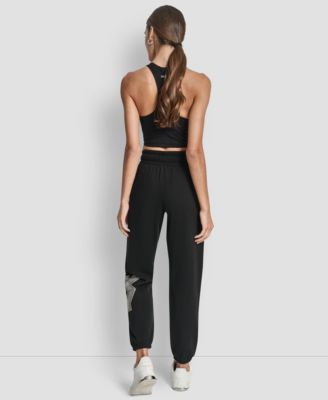 Women's Mixed Metal Stacked Glitter Logo Jogger