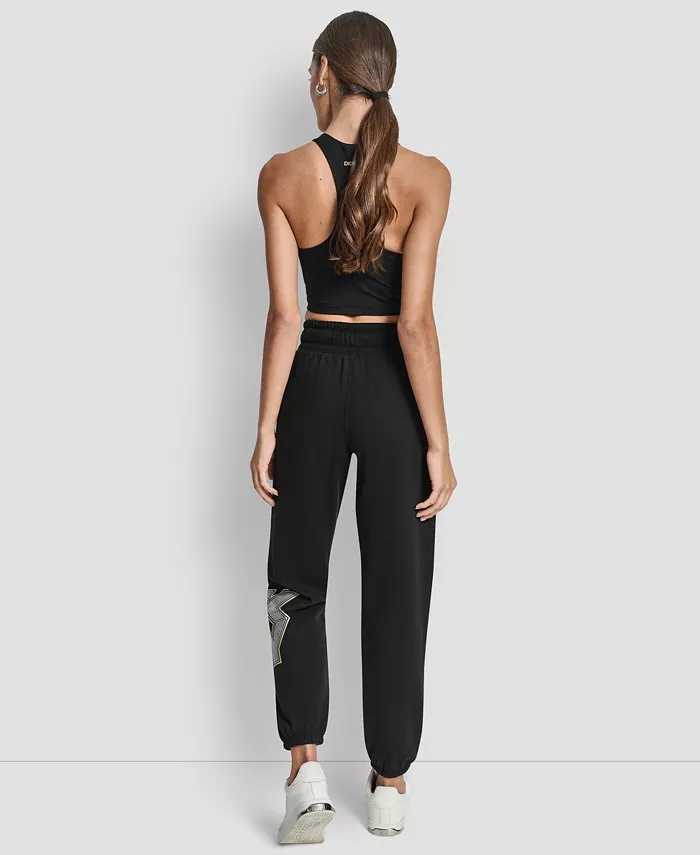 Women's Mixed Metal Stacked Glitter Logo Jogger - thumbnail 10