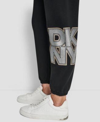 Women's Mixed Metal Stacked Glitter Logo Jogger