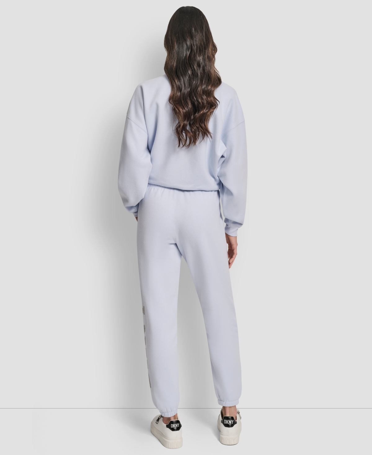 Dkny Women's Exploded Rhinestone Varsity Logo High Rise Relaxed Jogger