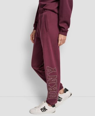 Women's Exploded Rhinestone Varsity Logo High Rise Relaxed Jogger