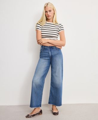 Women's Good Waist Palazzo Cropped Jeans, Regular & Plus Size