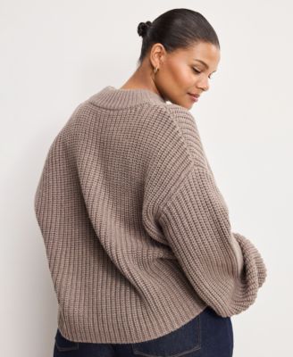 Women's Chunky Knit Mock Neck Sweater, Regular & Plus Size