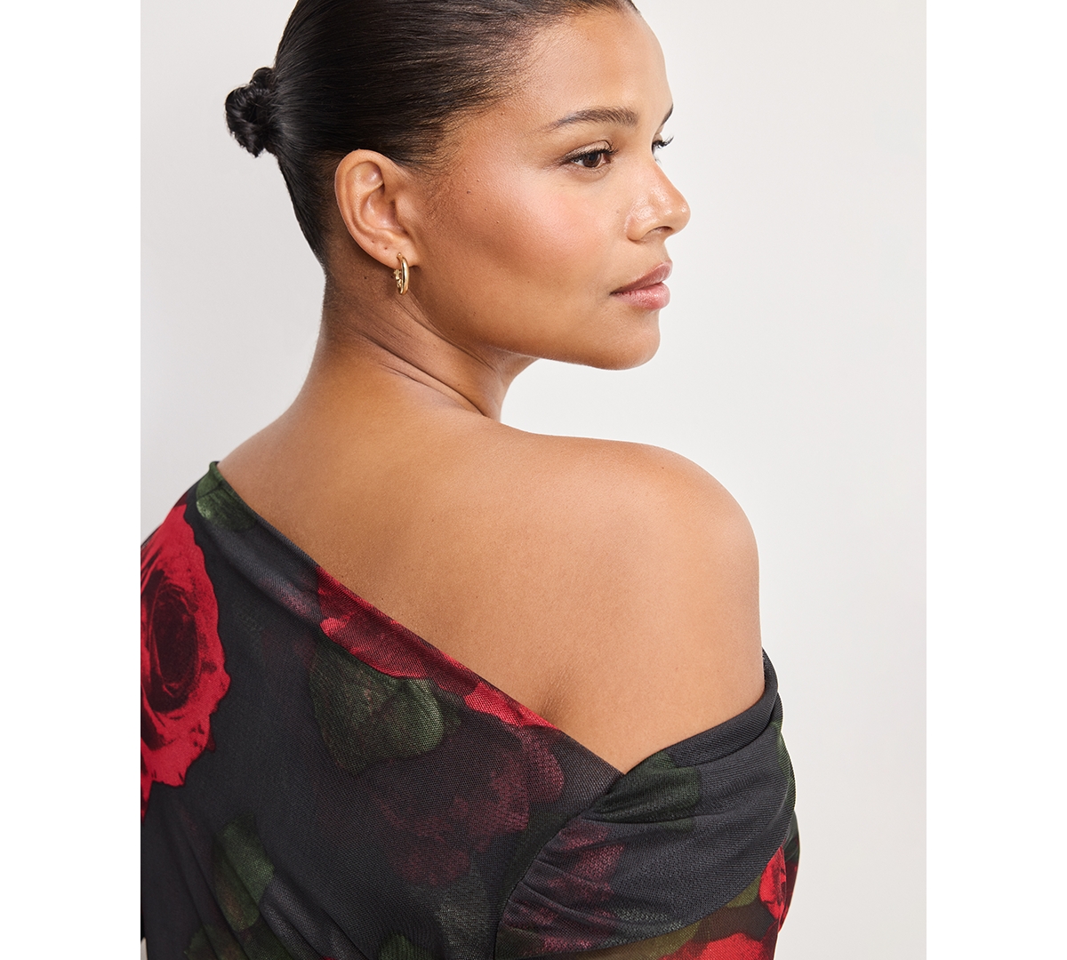 Good American Ruched One-shoulder Mesh Top In Multi