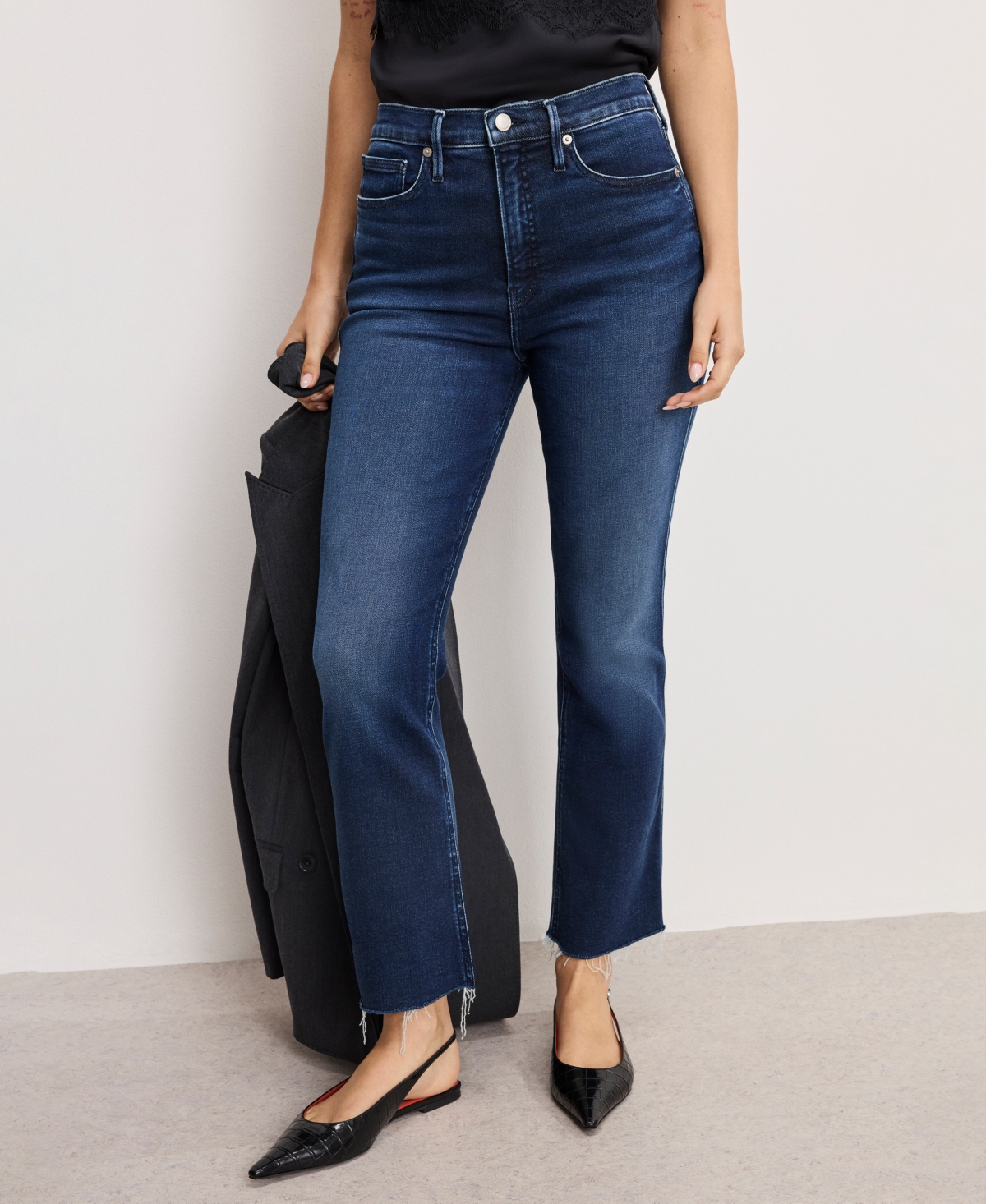 Good American Women's Soft Tech Standard Kick Flare Jeans In Purple