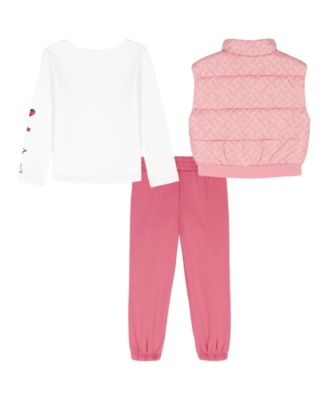 Girls 2T-6X 3-Piece Vest, T-Shirt, and Joggers Set
