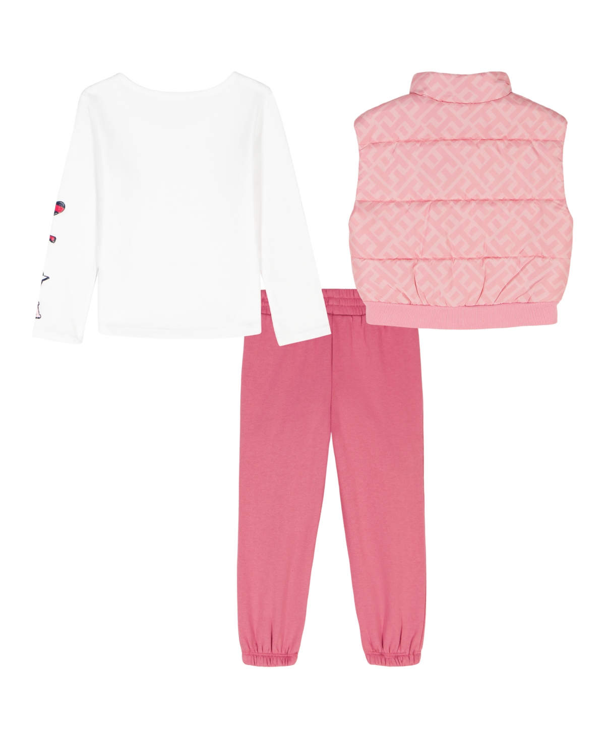 Tommy Hilfiger Girls 4-6x 3-piece Vest, T-shirt, And Joggers Set In Pink