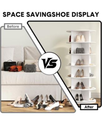 Rotating Shoe Rack Tower, 360&amp;#xB0; Spinning Shoe Organizer Rotating Shelf, Space-Saving Large Capacity Storage Round Carousel,Closet &amp; Bedroom