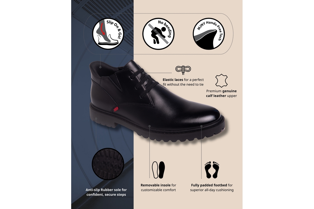 Marc Joseph New York Men's Clark Road Hands-Free Slip On Technology Leather Laceup Chukka Boots