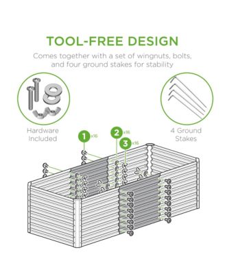4x2x2ft Outdoor Metal Raised Garden Bed, Planter Box for Vegetables, Flowers
