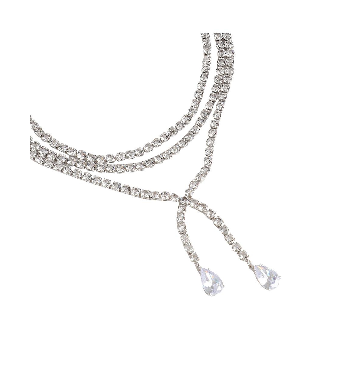 Sohi Bling Multi-layer Necklace In Silver