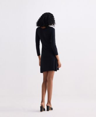 Women's Long Sleeves Fitted Short Dress in Black