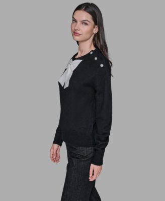 Women's Big Bow Applique Long Sleeve Sweater