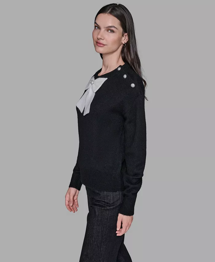 Women's Big Bow Applique Long Sleeve Sweater - thumbnail 8