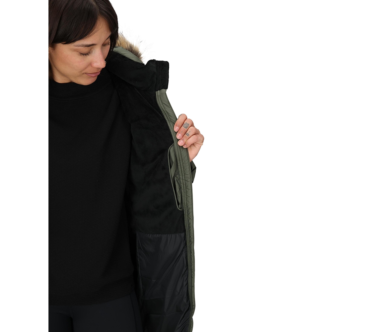 Marmot Women's Montreal Hooded Faux-fur-trim Coat In Green