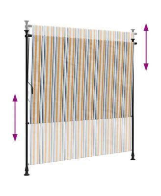 Outdoor Roller Blind Yellow and White Steel, Polyester