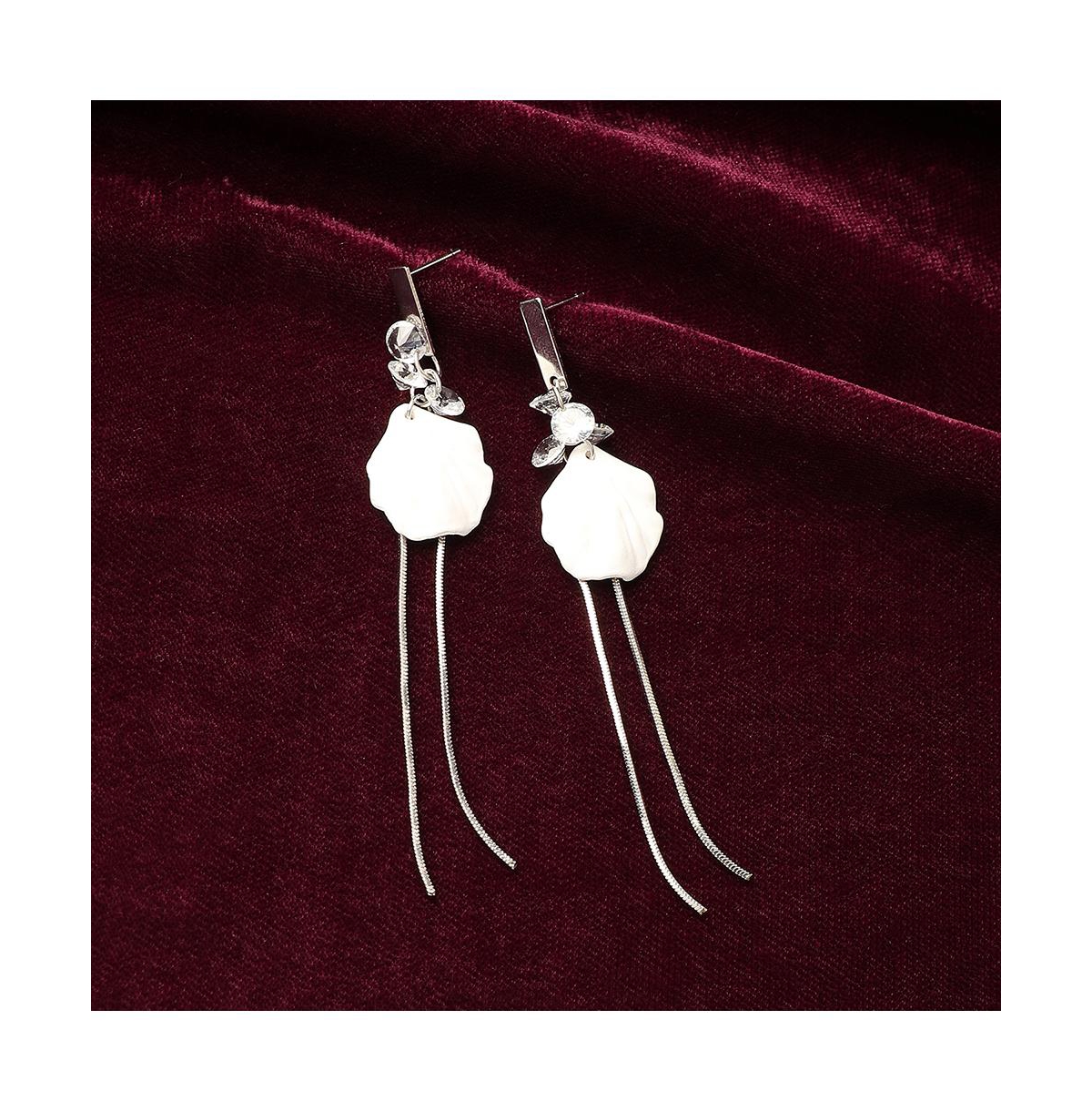 Sohi Petal Chain Drop Earrings In Metallic