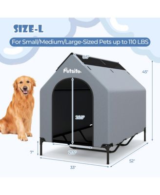 52'' Elevated Dog House for Small Breeds Large Pet House w/ Ventilated Windows