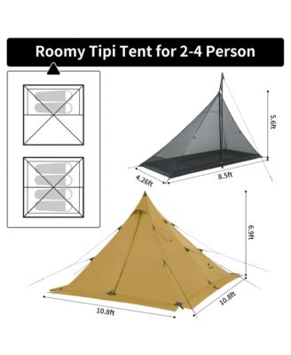 Ranch Fire Teepee Tent, 4 Season Hot Tent with Stove Jack, Windproof Waterproof Cold Weather Winter Tents for Camping