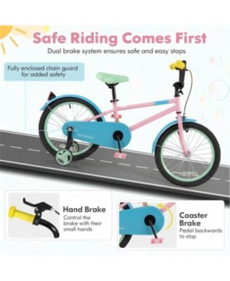 Kids Bike with Adjustable Handlebar and Saddle Pink-18 Inches