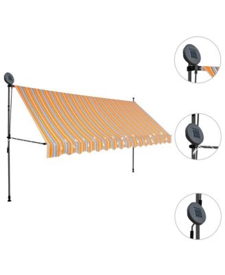 Retractable Awning Yellow and Blue Polyester with PU coating, Steel