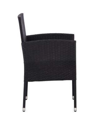Patio Chairs with Cream White Cushions 2 pcs Black Poly Rattan