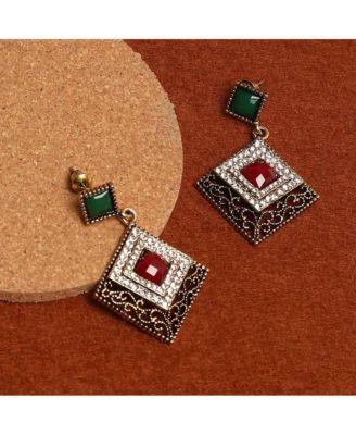 Women's Gold Rhombus Drop Earrings