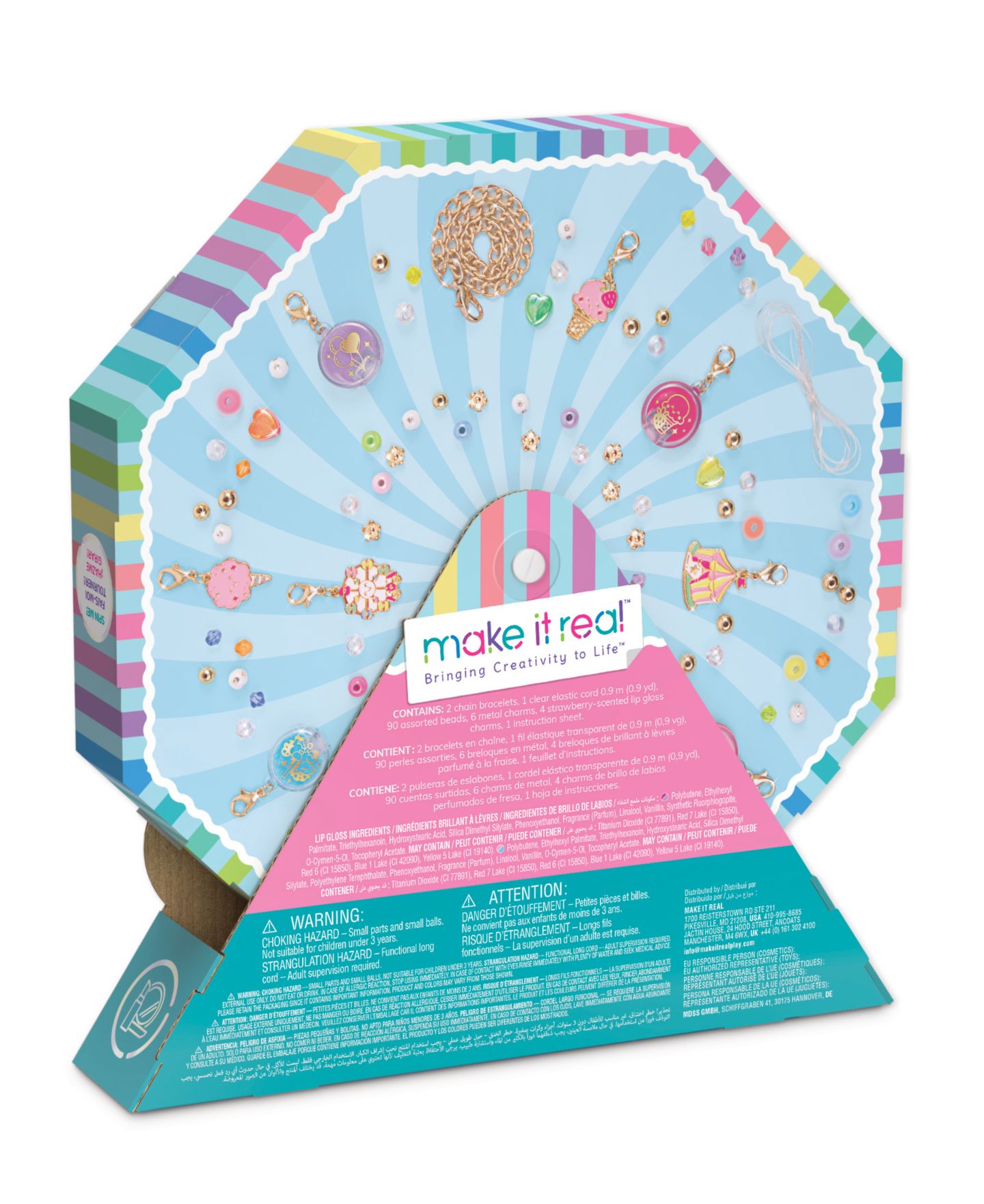 Детские игрушки Make It Real Carnival-Themed Strawberry-Scented Lip Gloss Sweet Spin 5-Piece Bracelet Set, Ages 8+, цвет: Разноцветный — фото 2