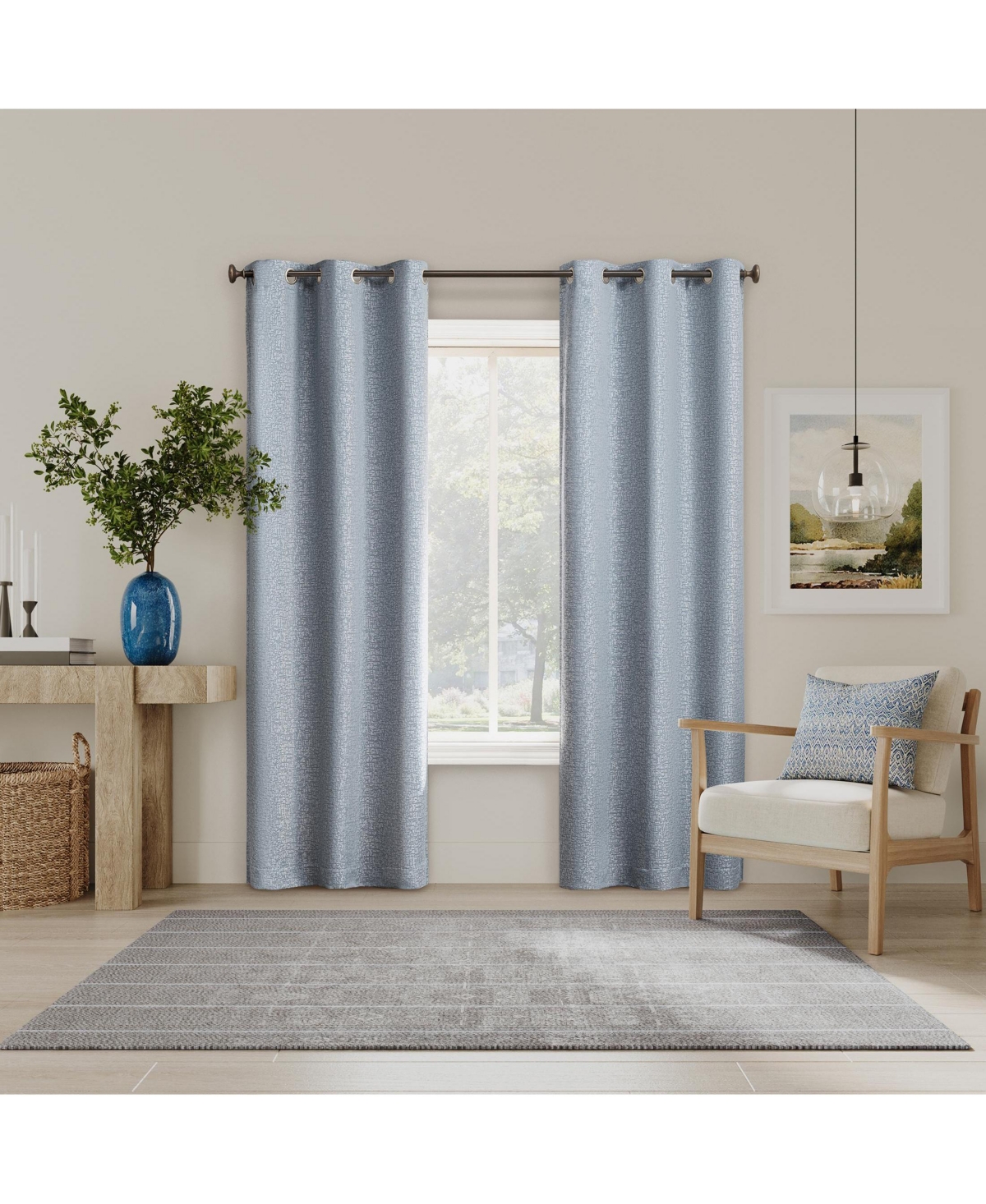 Sun Zero Servana Abstract Magnetic Closure 100% Blackout Grommet Curtain Panel Pair