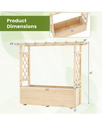 2PCS Wooden Raised Garden Bed/ Lattice Trellises Hanging Roof Drainage Outdoor