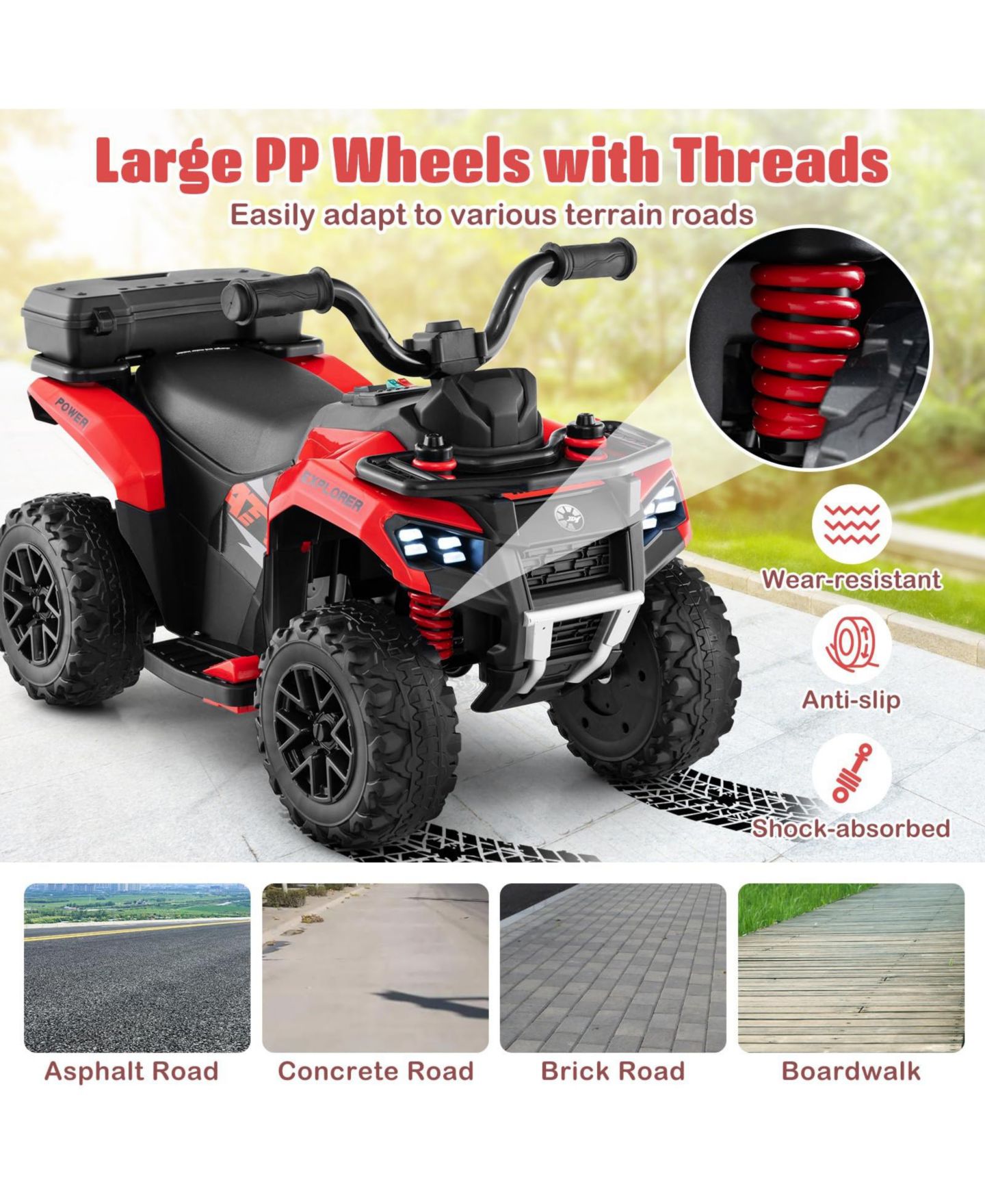 Детская игрушка Mecale 6V Powered Ride-On ATV with Spray Function, Ages 18 Months+, цвет: Яркий красный — фото 9