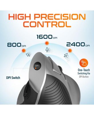 S22 Ergonomic Vertical Wireless Mouse with USB Dongle, 6 Buttons (DMERGS22-WB)