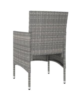 4 Piece Patio Chair and Stool Set Poly Rattan Gray