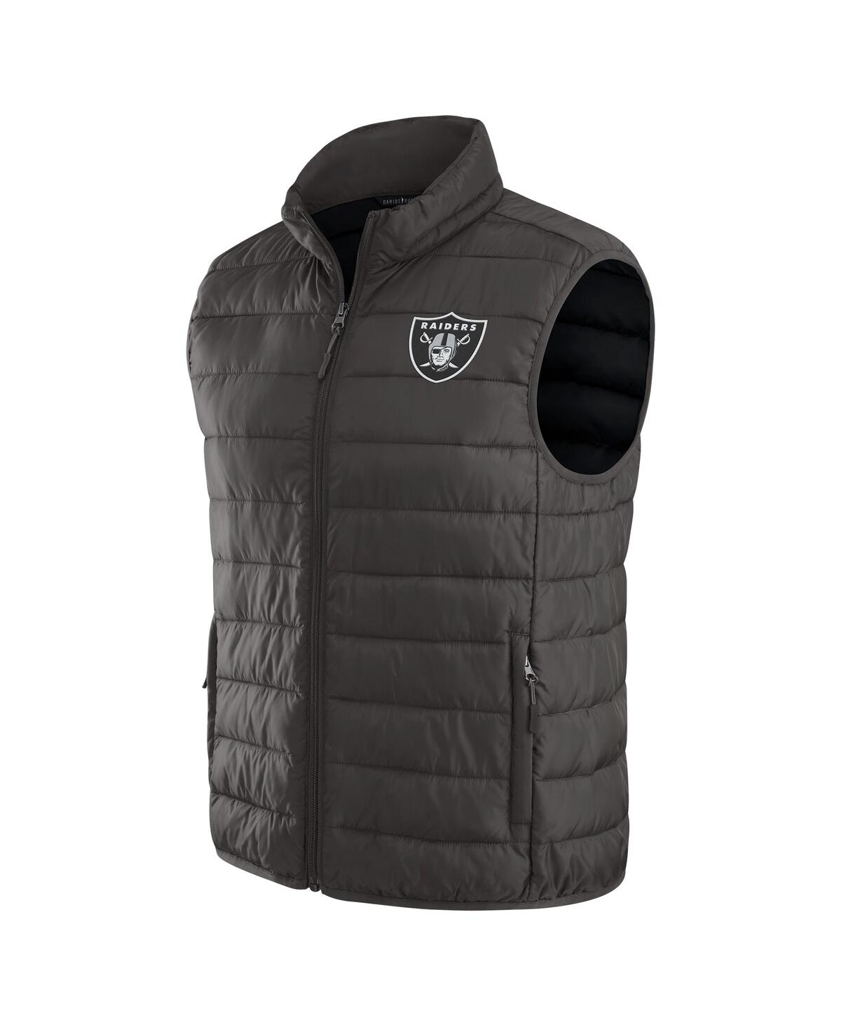 Fanatics Men's Black Las Vegas Raiders Packable Full-zip Vest With Travel Bag In Black