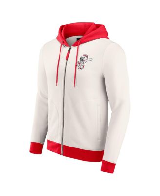 Men's Cream Cincinnati Reds Polar Fleece Full-Zip Hoodie