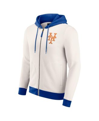 Men's Cream New York Mets Polar Fleece Full-Zip Hoodie