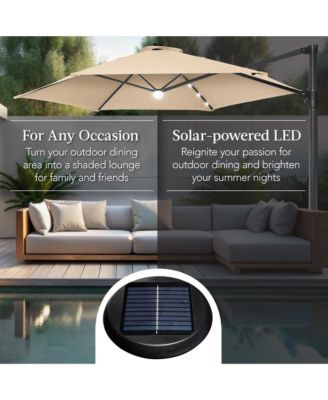 10ft 360degree(s) Rotating Cantilever Easy Auto Open Patio Umbrella w/ Solar LED Lights