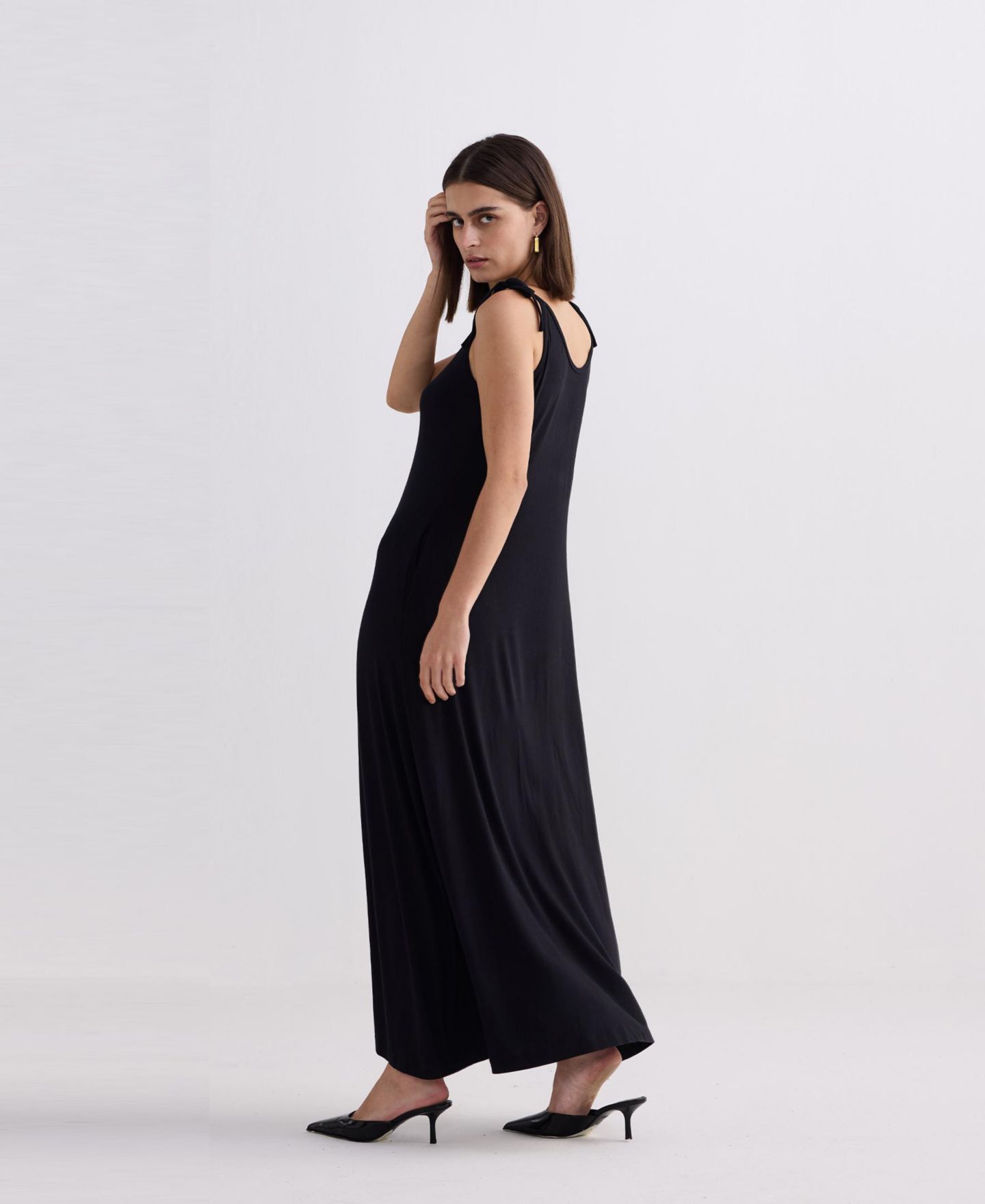 Женское платье Reistor Shoulder Tie-Detail Maxi, цвет: Чёрный — фото 6