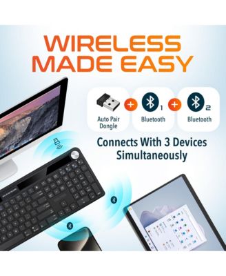 KB90 Wireless Solar (Light-Powered) Rechargeable Keyboard, No Batteries (DKBSLR90)