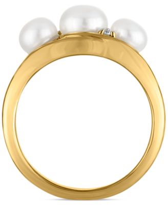Cultured Freshwater Pearl and Cubic Zirconia Ring (2.77 ct. t.w.) in 14K Gold over Sterling Silver
