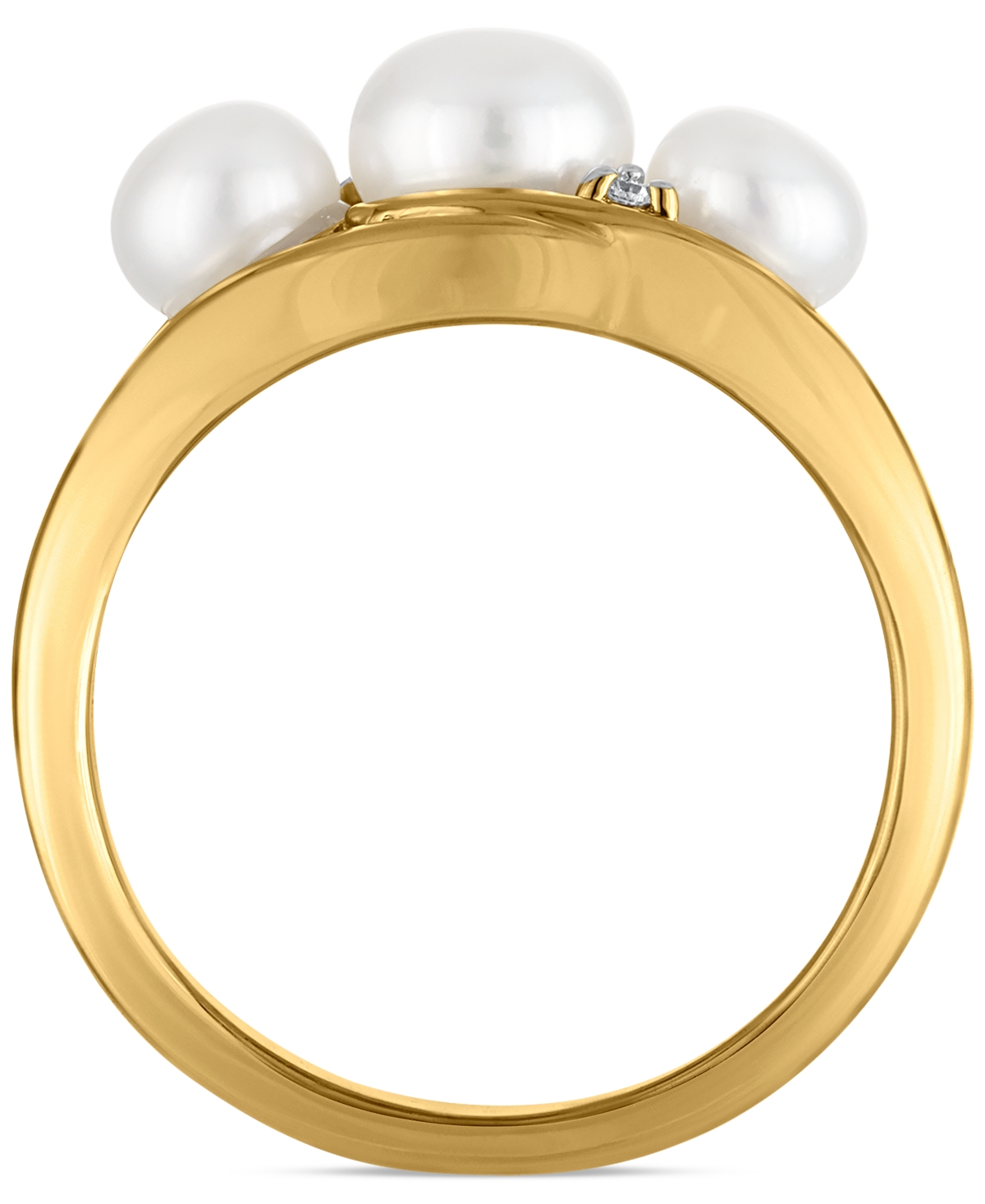 Macy's Cultured Freshwater Pearl And Cubic Zirconia Ring (2.77 Ct. T.w.) In 14k Gold Over Sterling Silver In Gold