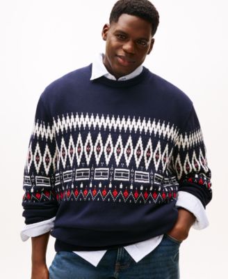 Tommy Hilfiger - Men's Big and Tall Fair Isle Crewneck Sweater