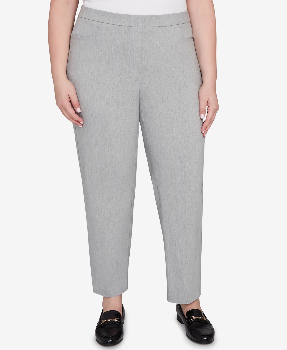 Alfred Dunner Plus Size Stockbridge Modern Millennium Average Length Pant In Gray