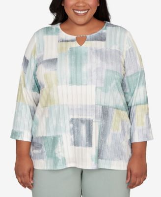 Plus Size Stockbridge Soft Colorblock Rib Texture Knit Top