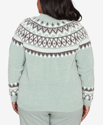 Plus Size Stockbridge Fair Isle Pattern Chenille Sweater
