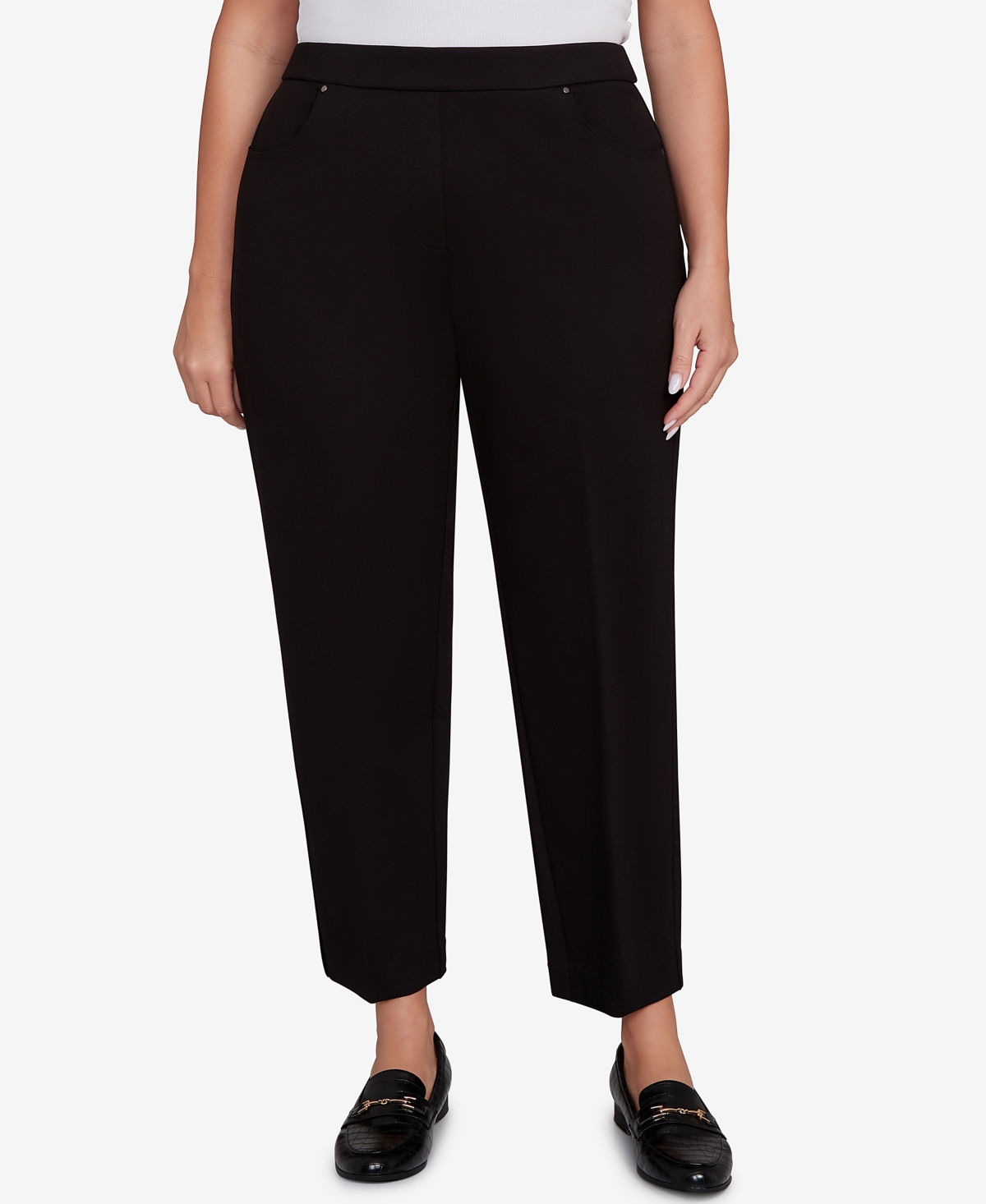 Alfred Dunner Plus Size Barcelona Stretch Ponte Knit Average Length Pant In Black