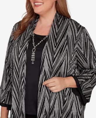 Plus Size Barcelona Metallic Chevron Two In One Top With Necklace