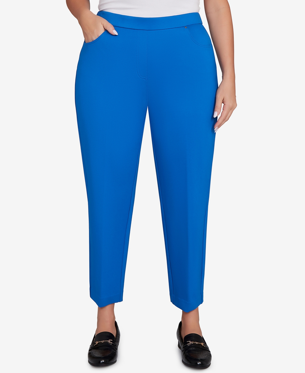 Alfred Dunner Plus Size Barcelona Stretch Ponte Knit Average Length Pant In Blue