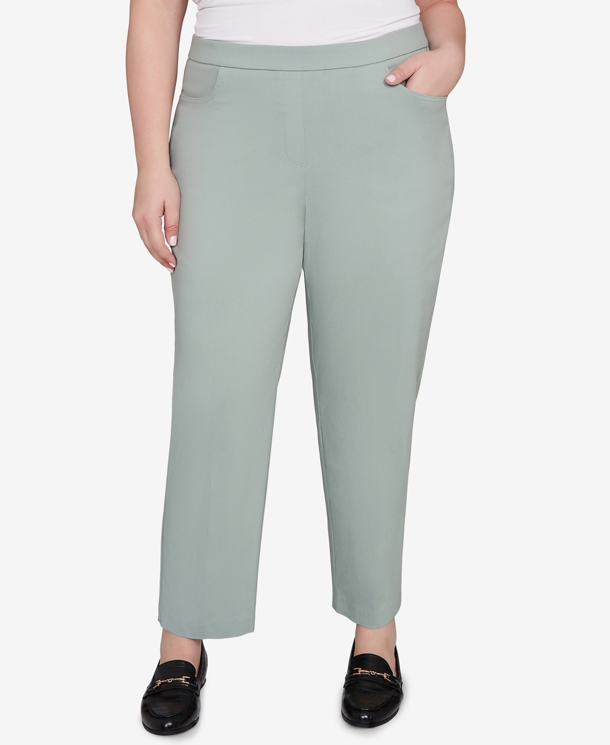 Alfred Dunner Plus Size Stockbridge Modern Millennium Average Length Pant In Green