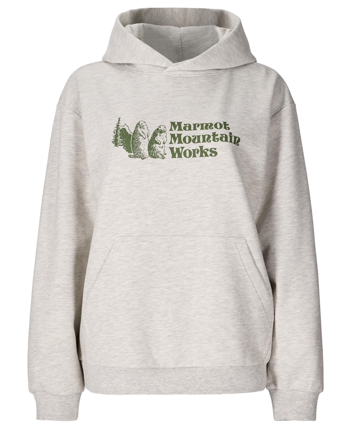 Marmot Women's Mmw Logo-print Ribbed-trim Hoodie In Gray